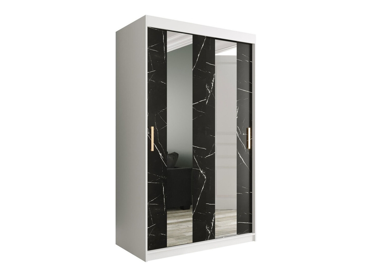 Шкаф Hartford 241 (Матовый белый + Черный мрамор)