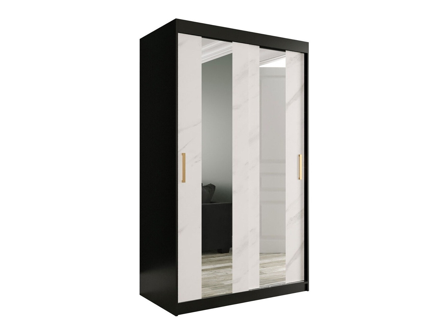 Шкаф Hartford 241 (Матовый черный + Белый мрамор)