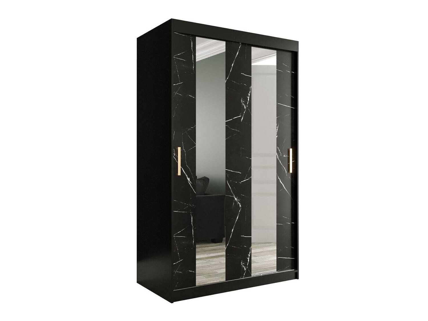 Шкаф Hartford 241 (Матовый черный + Черный мрамор)