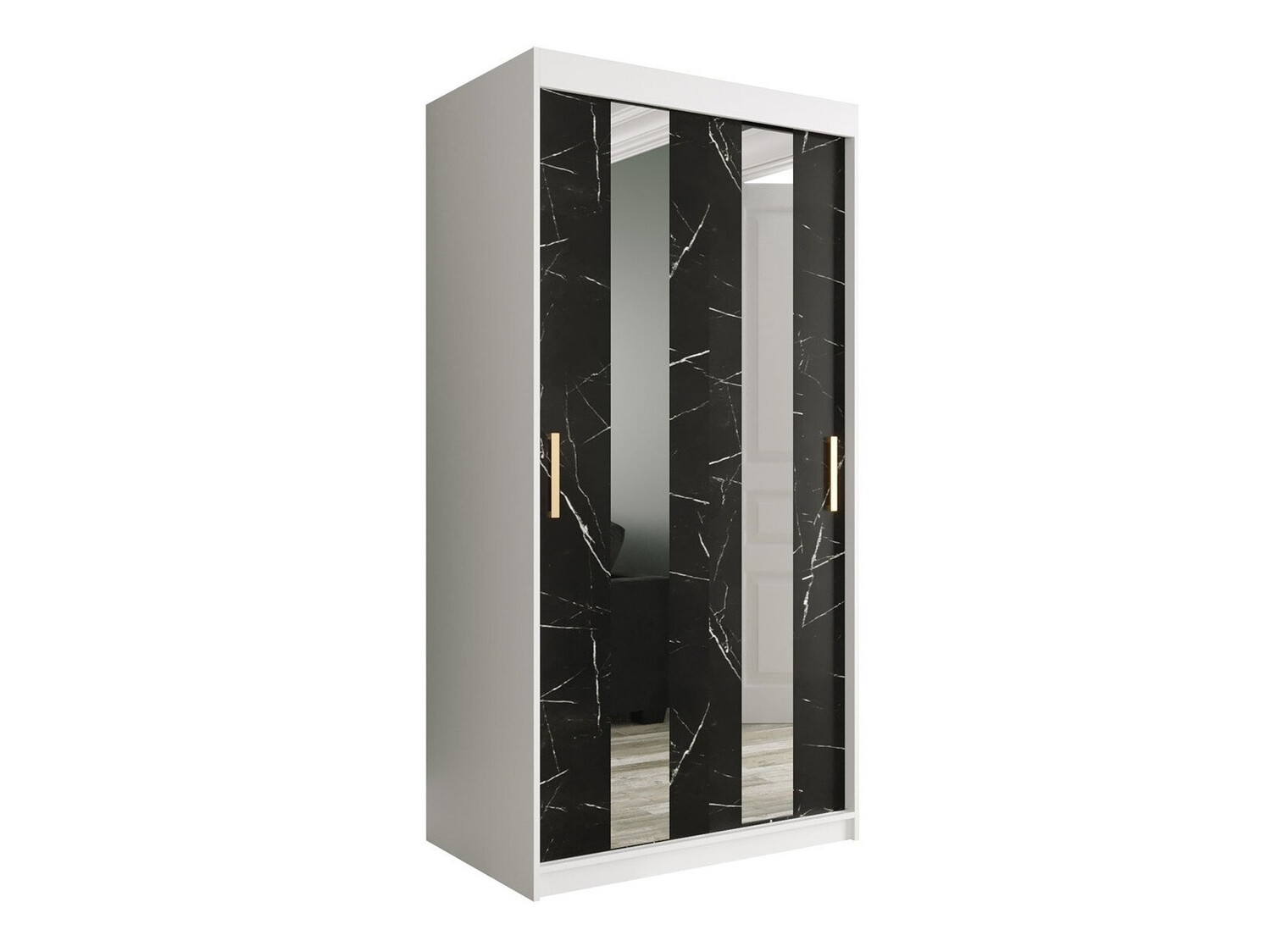 Skapis Hartford 240 (Matēts balts + Melnais marmors)