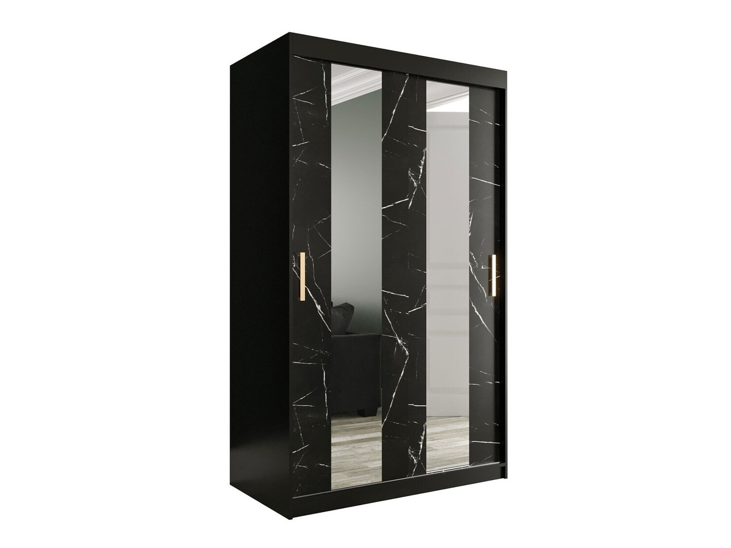 Skapis Hartford 241 (Matēts melns + Melnais marmors)