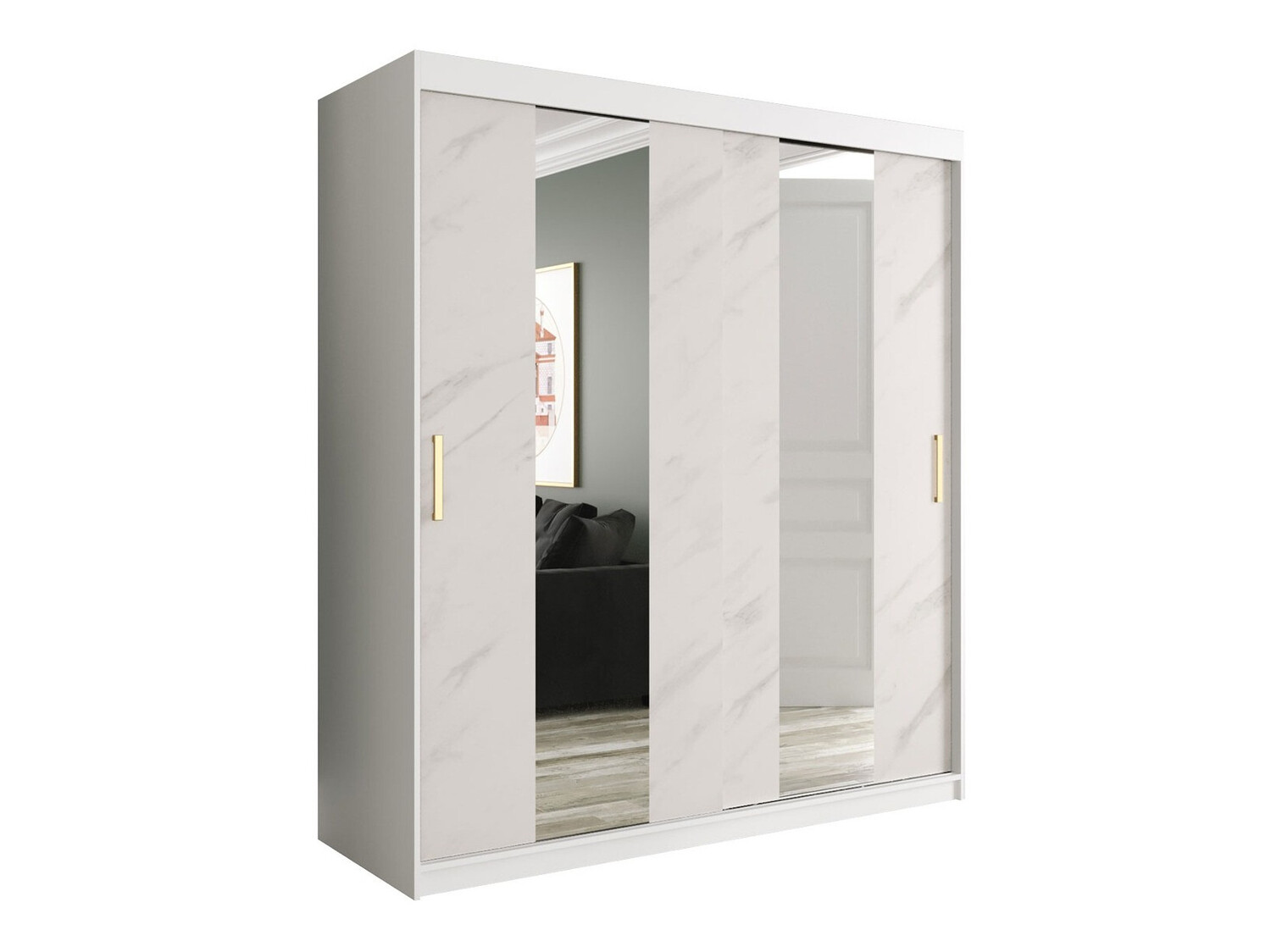 Skapis Hartford 243 (Matēts balts + Balts marmors)