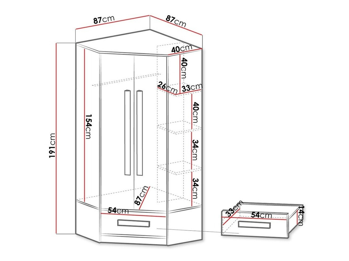 Stūra skapis Merevari 103 (Balts + Glancēts Tirkīzs)