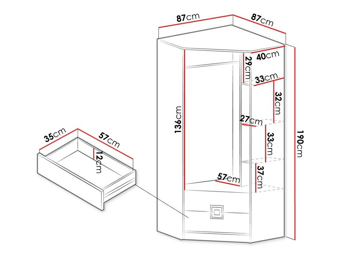 Угловой шкаф Tolfere 102 (Светлый дуб + Белый)