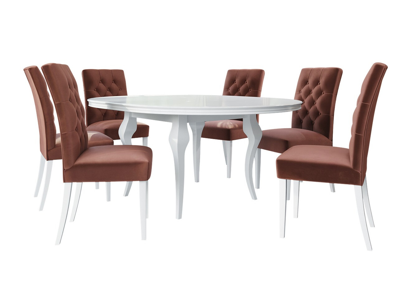 Ēdamistabas komplekts Racine 129 (Glancēts balts + Magic Velvet 2258)