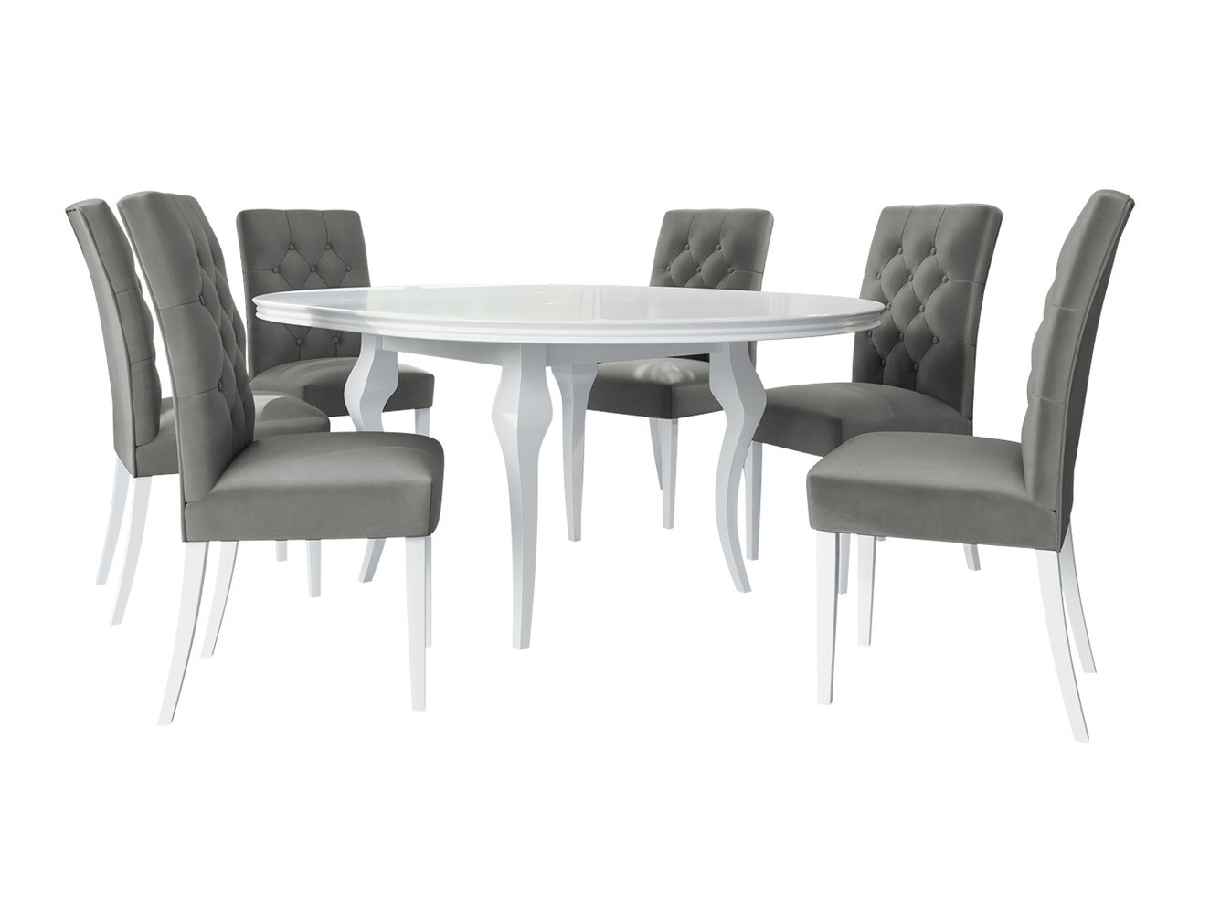 Ēdamistabas komplekts Racine 138 (Glancēts balts + Magic Velvet 2217)