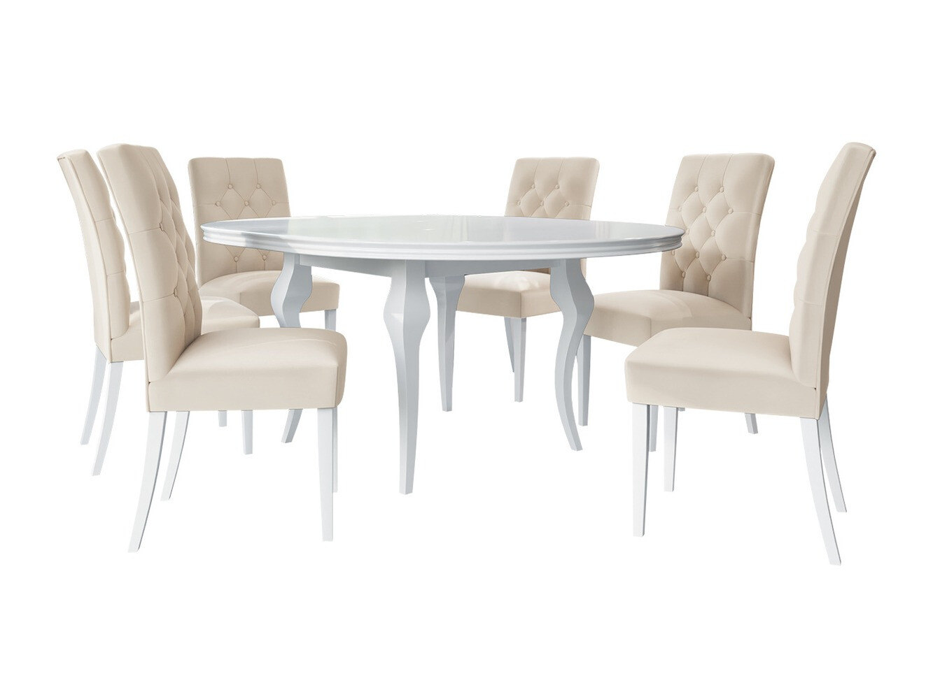 Ēdamistabas komplekts Racine 138 (Glancēts balts + Magic Velvet 2250)