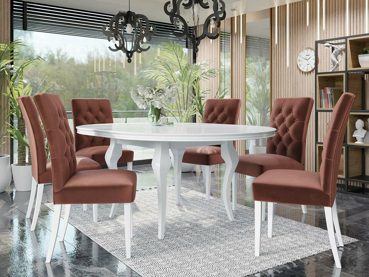Обеденный гарнитур Racine 138 (Глянцевый белый + Magic Velvet 2258)
