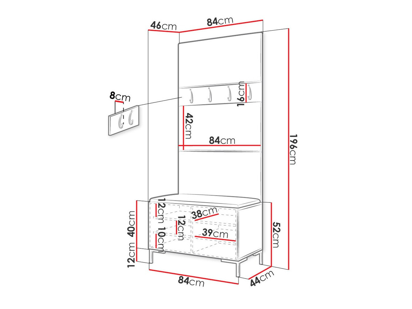 Прихожая Tivsoa 102 (Экокожа кожа Soft 011)