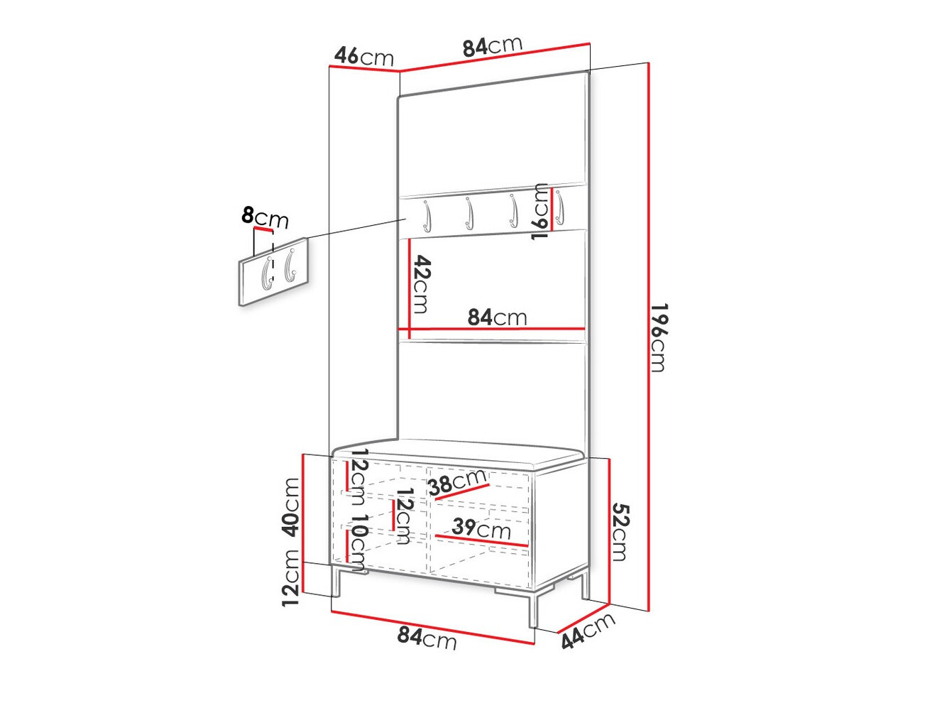 Прихожая Tivsoa 102 (Экокожа кожа Soft 011)