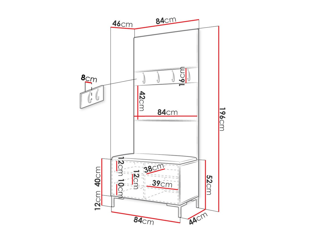 Прихожая Tivsoa 102 (Экокожа кожа Soft 017)