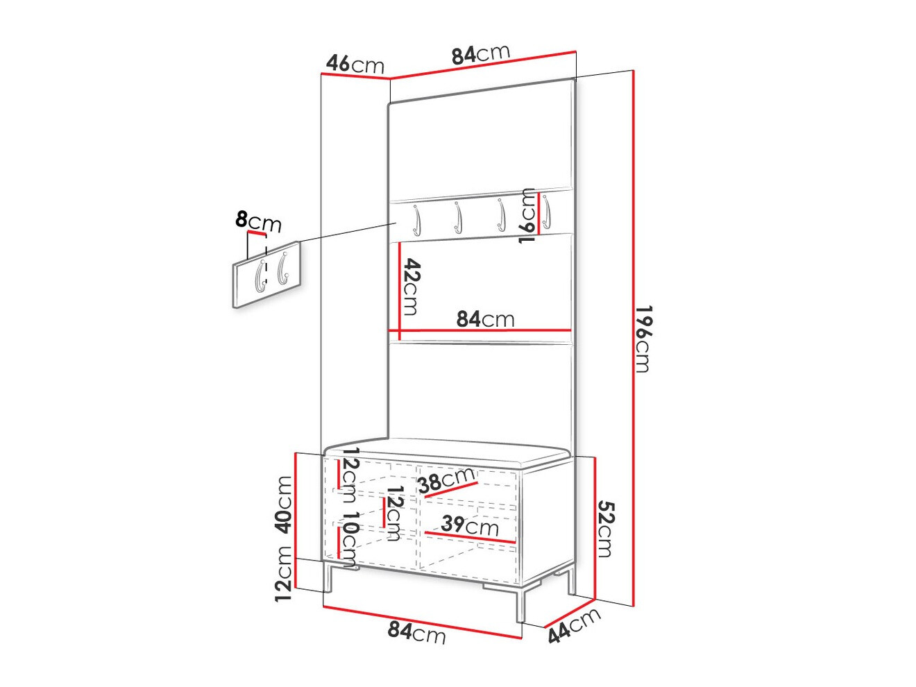 Прихожая Tivsoa 102 (Экокожа кожа Soft 017)