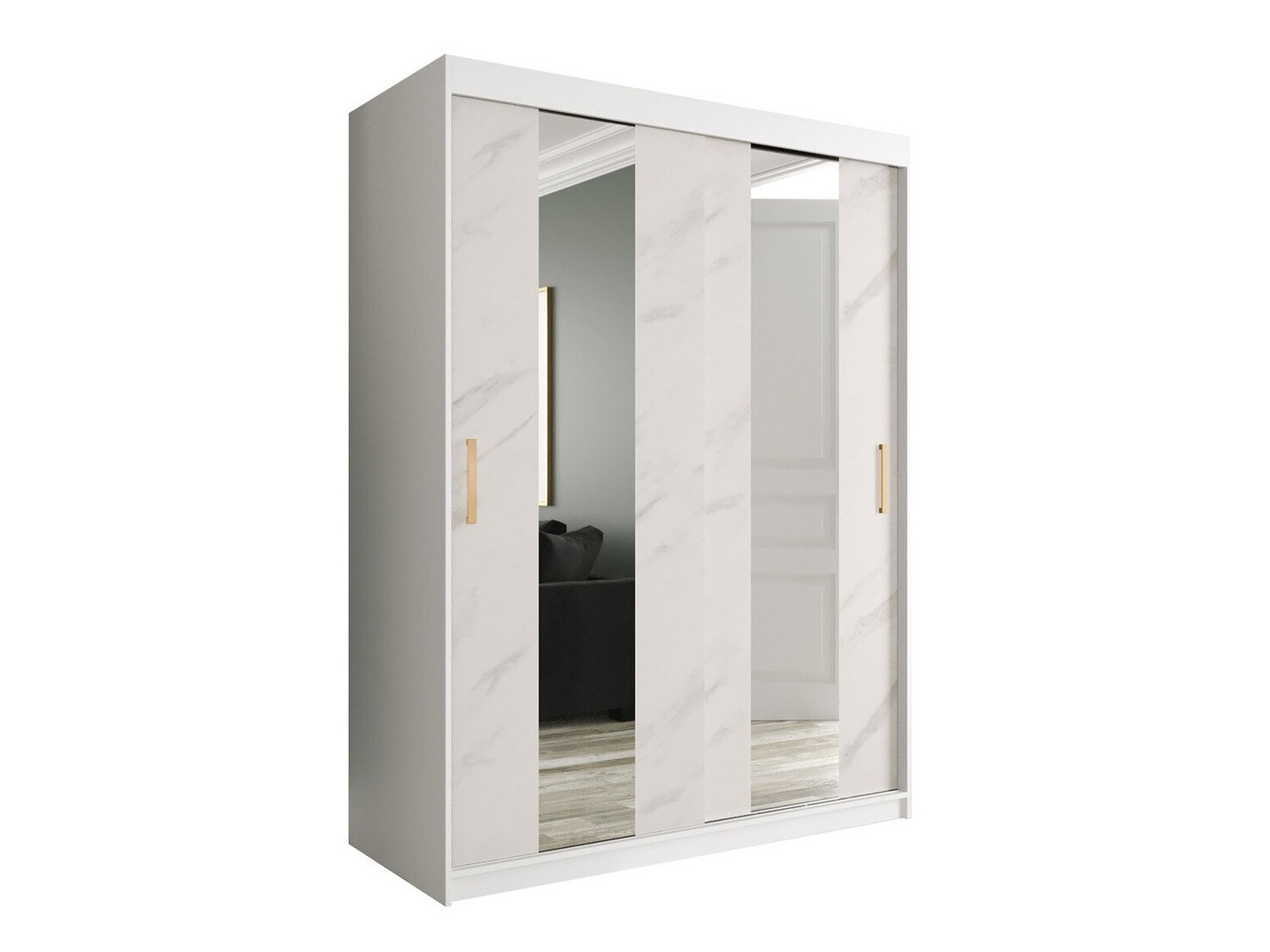 Шкаф Hartford 242 (Матовый белый + Белый мрамор)