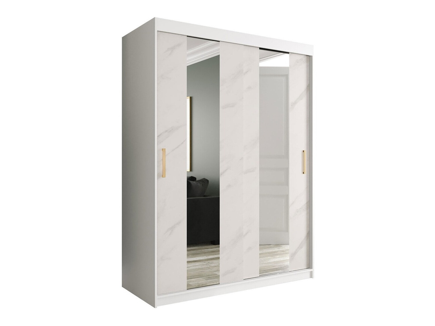 Skapis Hartford 242 (Matēts balts + Balts marmors)