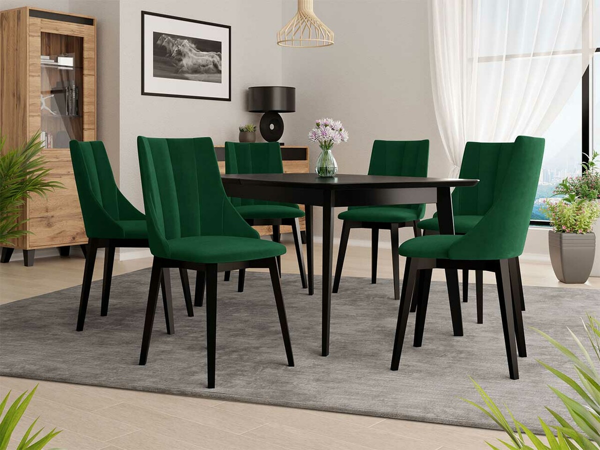 Ēdamistabas komplekts Racine 139 (Melns + Magic Velvet 2225)