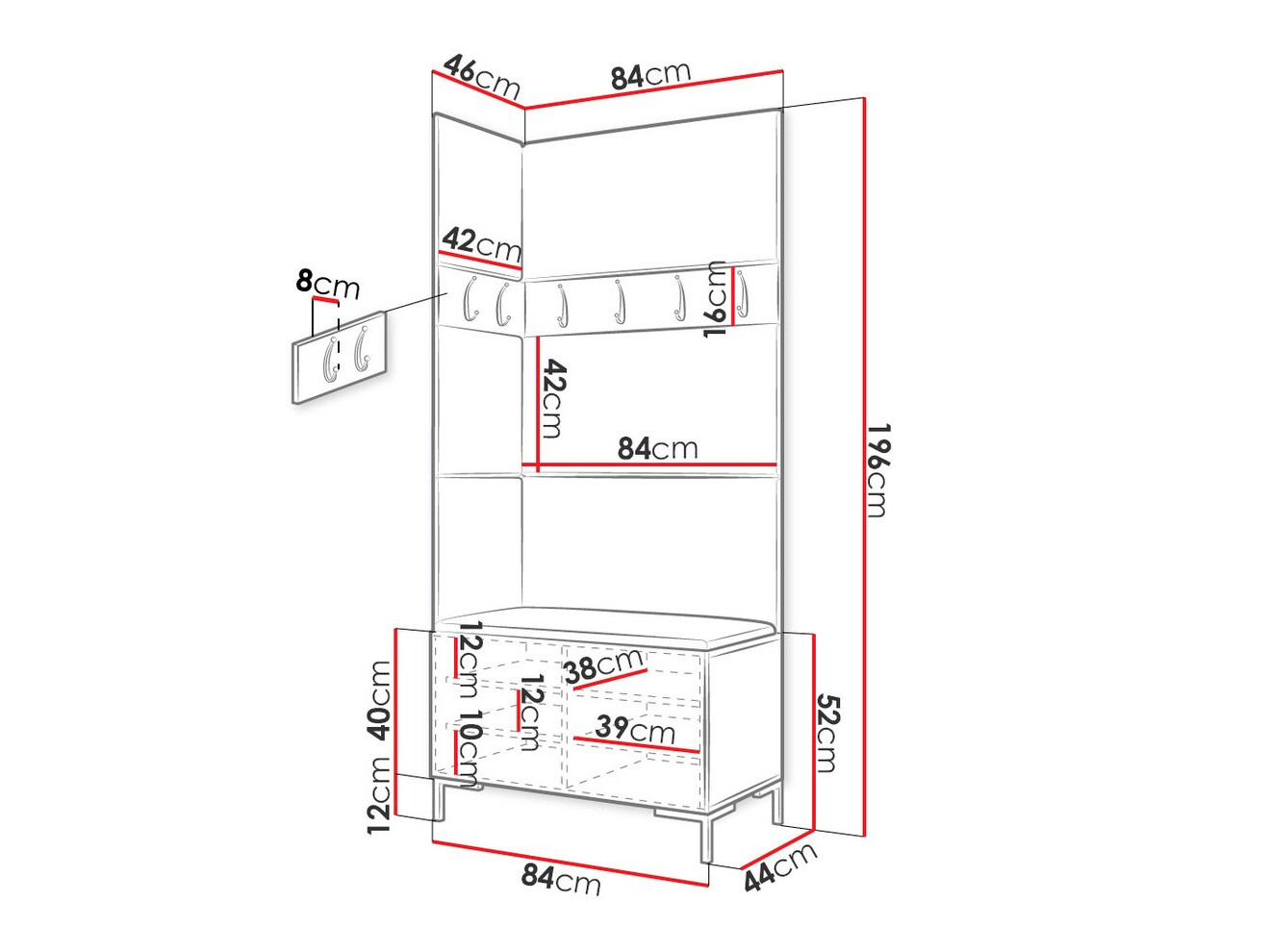 Priekšnama komplekts Tivsoa 103 (Balts)