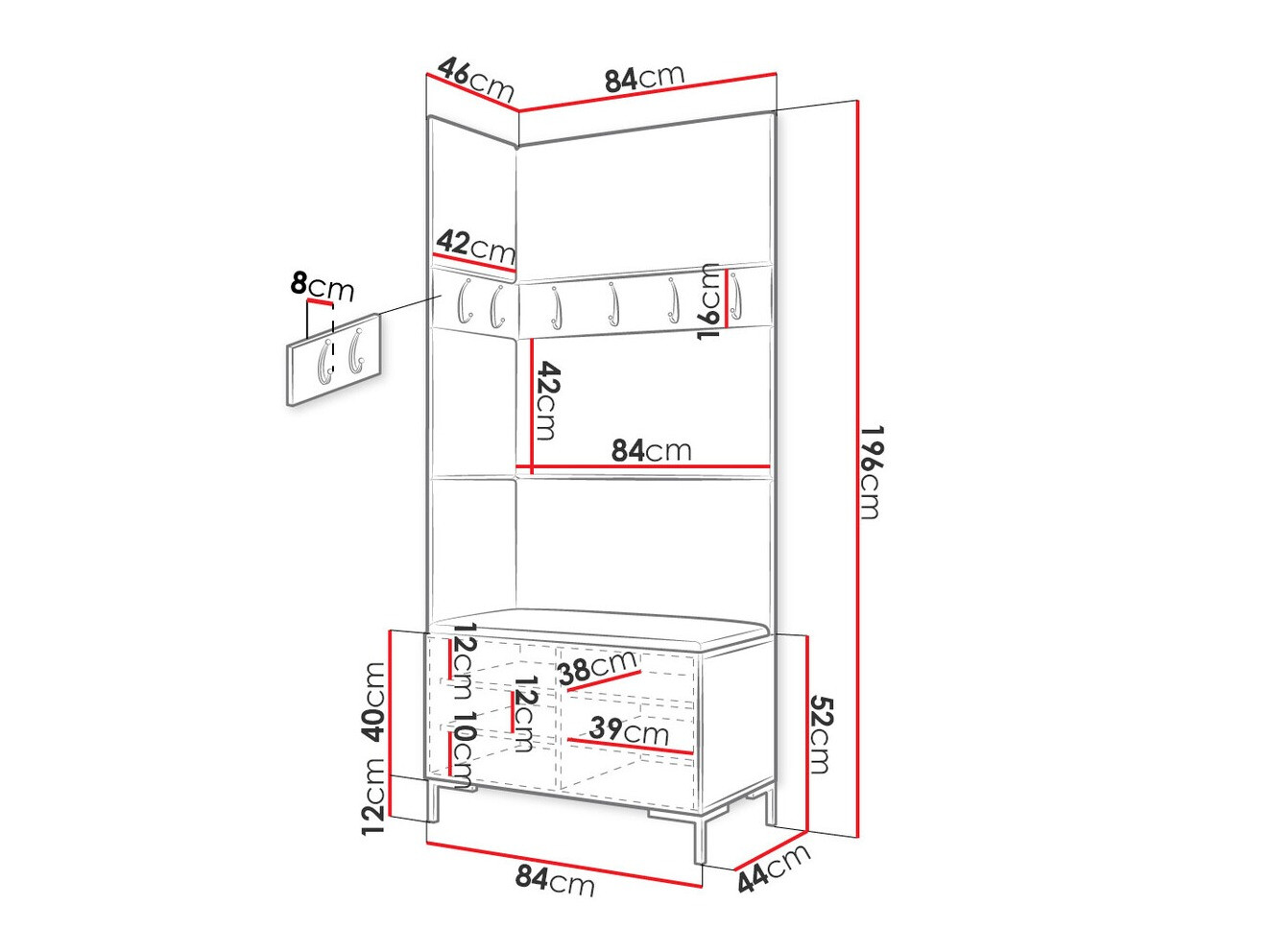 Priekšnama komplekts Tivsoa 103 (Craft ozols)