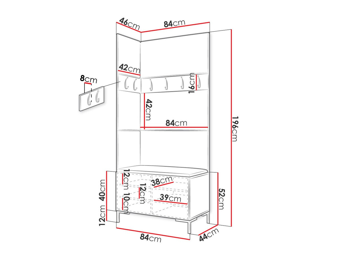 Priekšnama komplekts Tivsoa 103 (Craft ozols)
