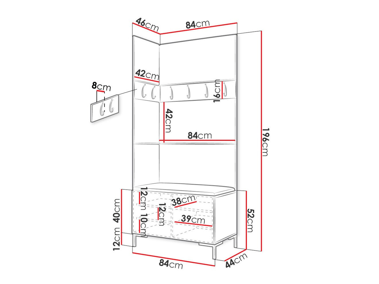 Priekšnama komplekts Tivsoa 103 (Melns)