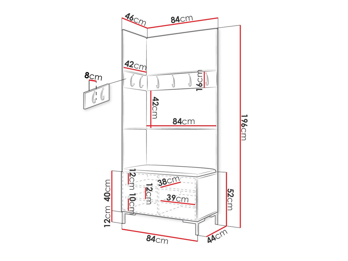Прихожая Tivsoa 103 (Белый)