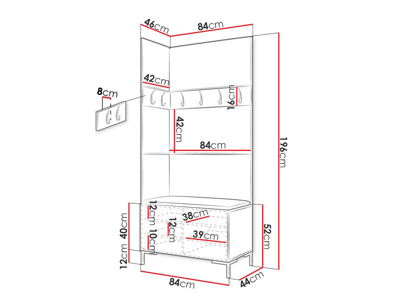 Прихожая Tivsoa 103 (Белый)