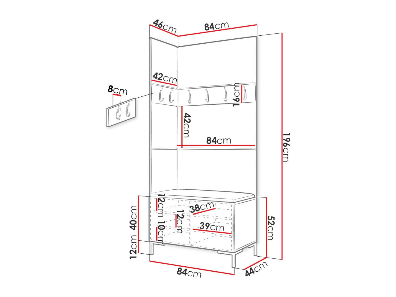 Прихожая Tivsoa 103 (Чёрный)