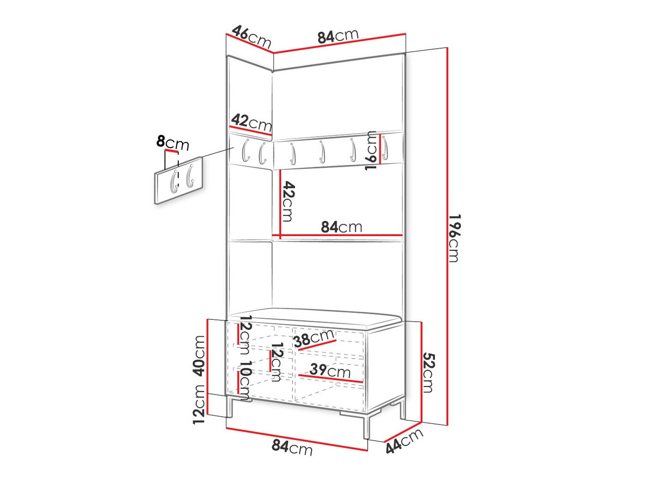 Прихожая Tivsoa 103 (Чёрный)
