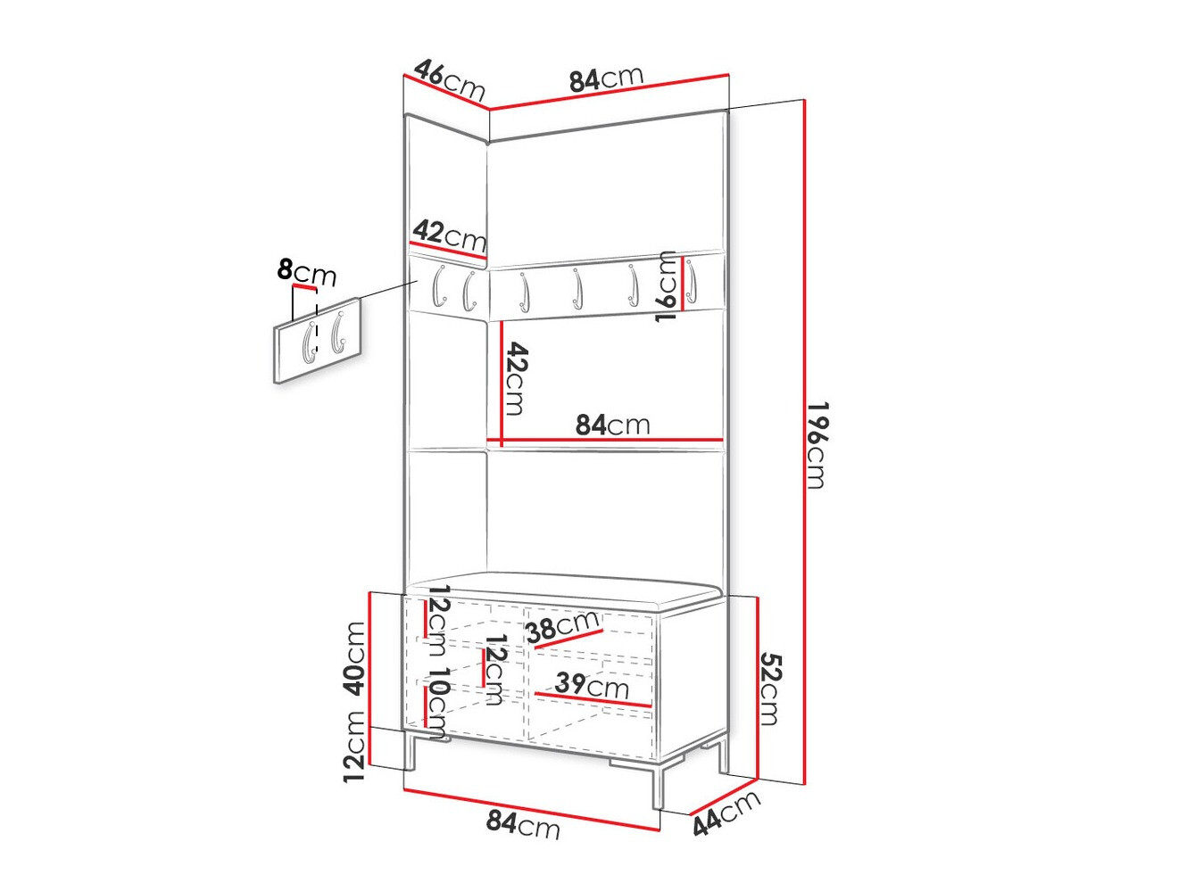 Прихожая Tivsoa 103 (Чёрный)