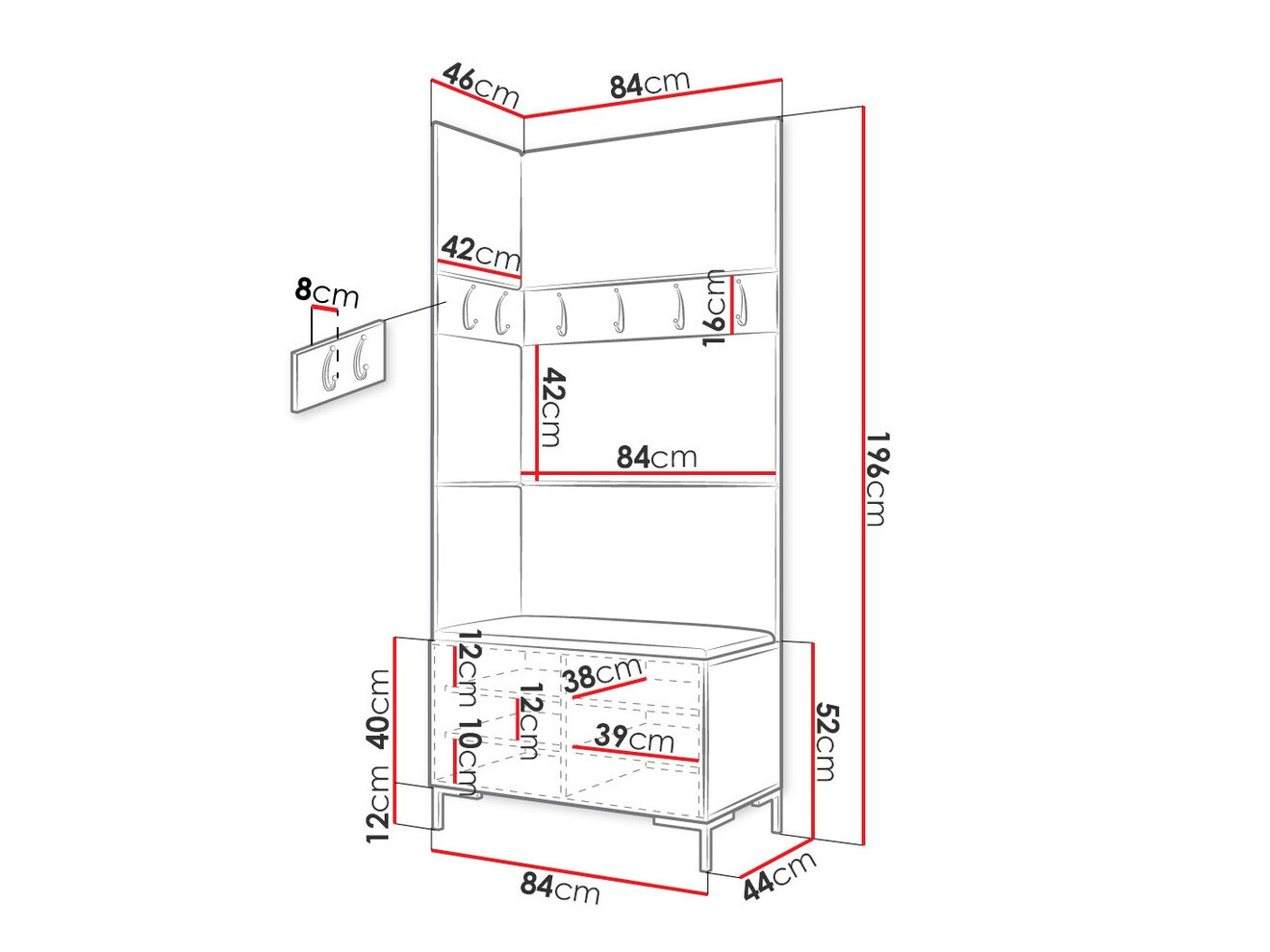 Прихожая Tivsoa 103 (Чёрный)