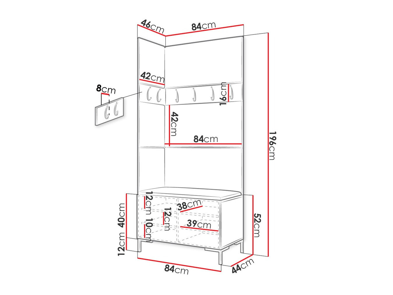 Прихожая Tivsoa 103 (Чёрный)