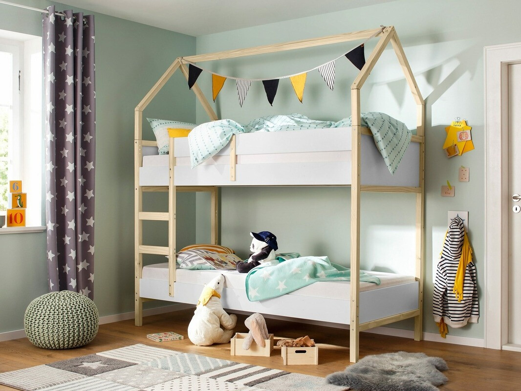 Divstāvu gulta Fenmele 101 (Balts + Gaišs koks)