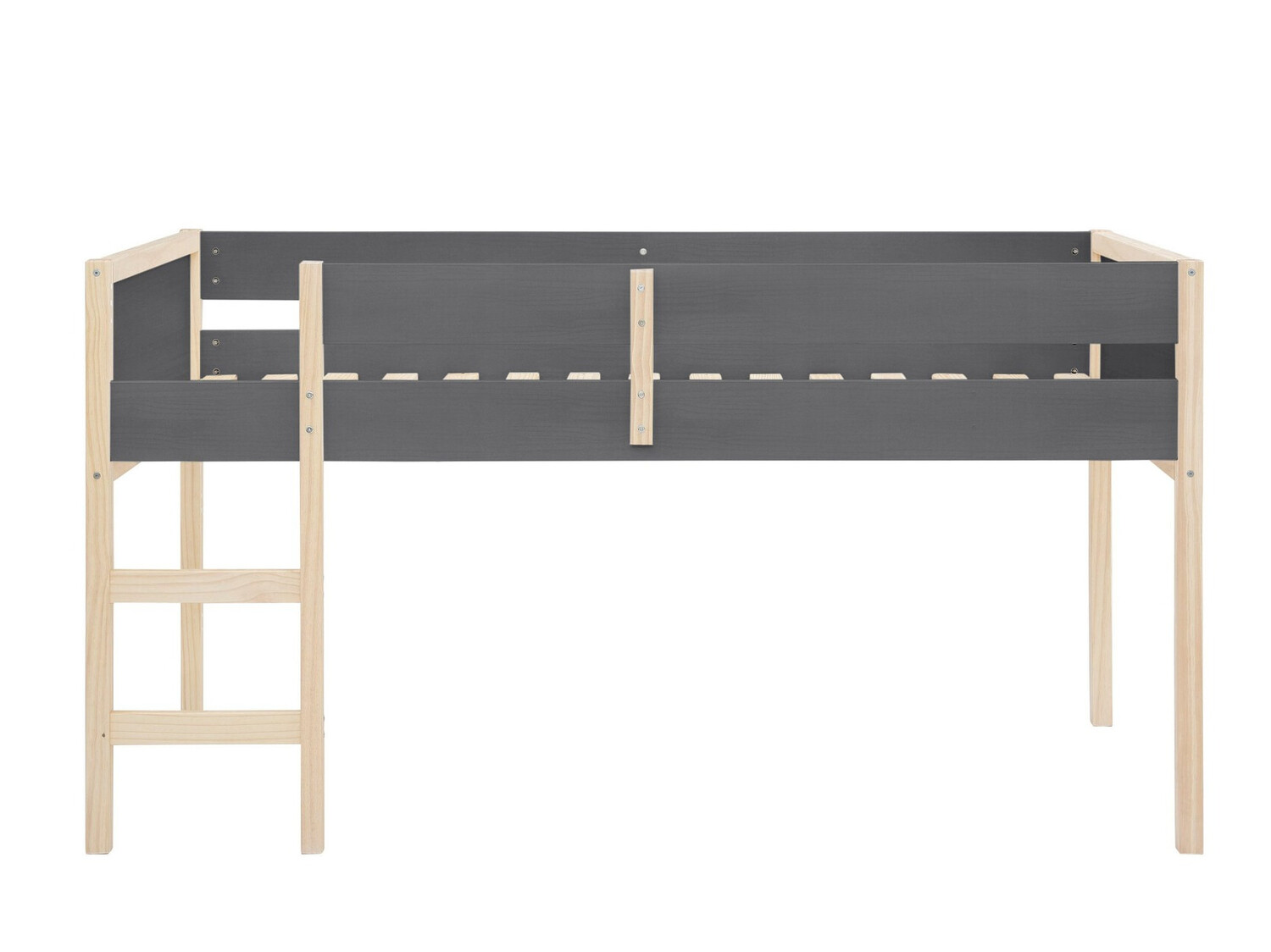 Высокая кровать Fenmele 103 (Серый + Светлое дерево)