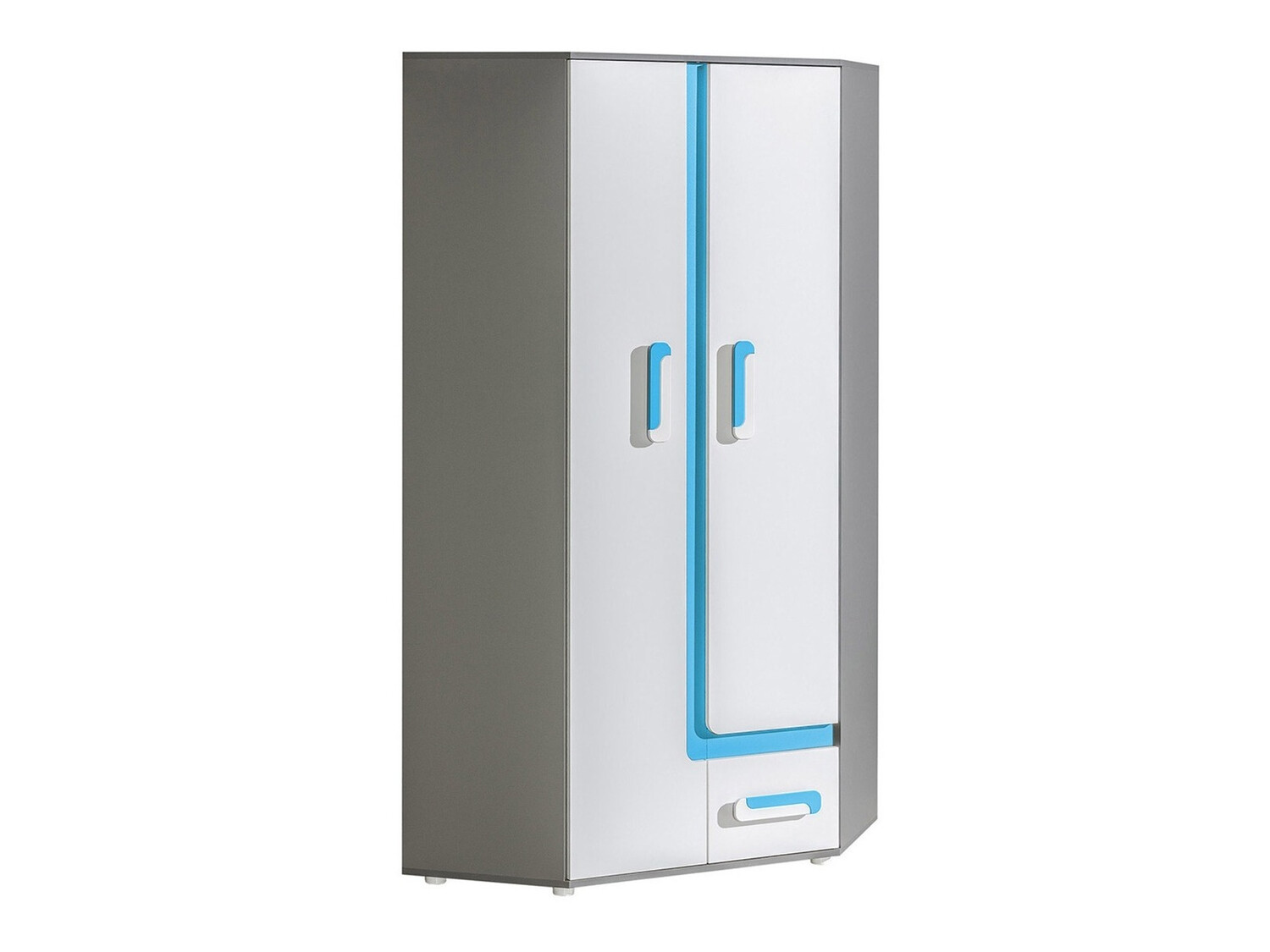 Угловой шкаф Levtala 102 (Антрацит + Белый + Бирюзовый)