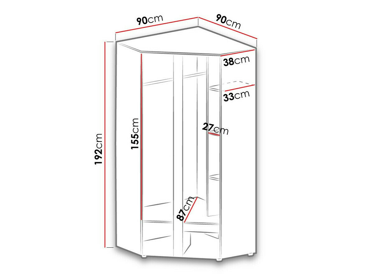 Угловой шкаф Levtala 102 (Антрацит + Белый + Розовый)