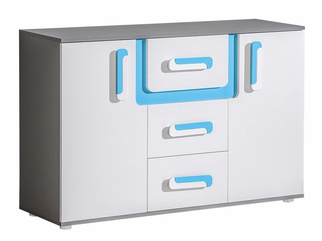 Kомод Levtala 107 (Антрацит + Белый + Бирюзовый)