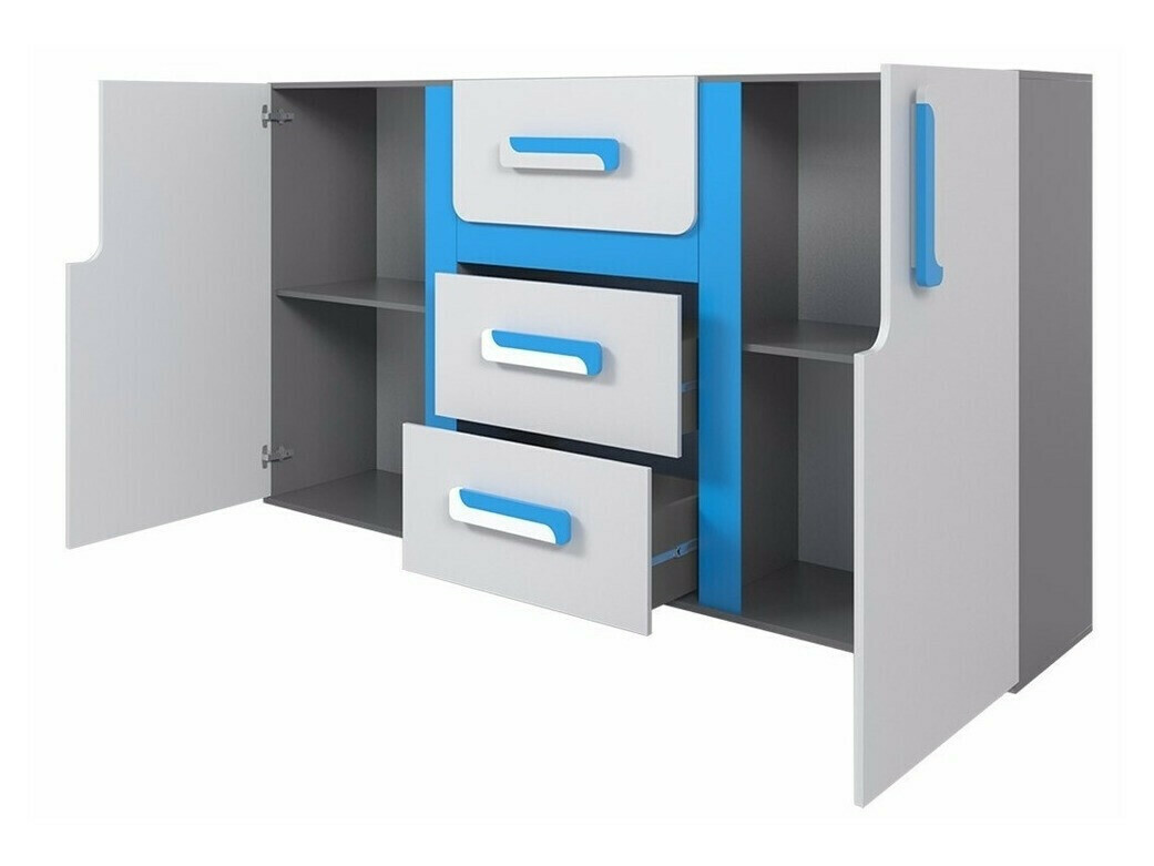 Kumode Levtala 107 (Antracīts + Balts + Tirkīzs)