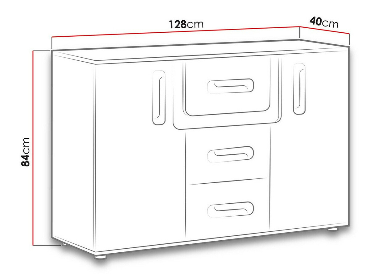 Kumode Levtala 107 (Antracīts + Balts + Tumši rozā)