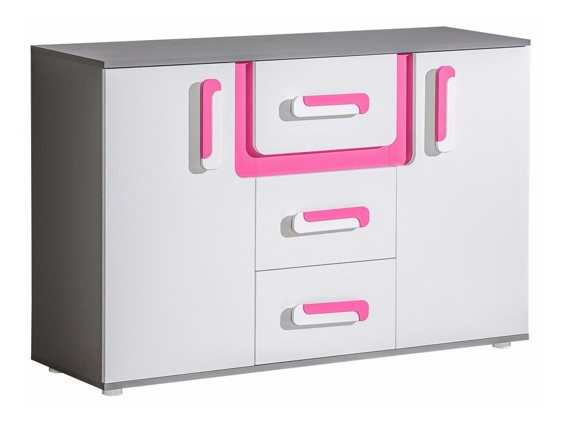 Kumode Levtala 107 (Antracīts + Balts + Tumši rozā)