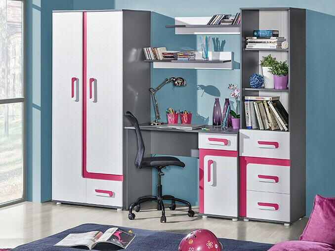 Plaukts Levtala 105 (Antracīts + Balts + Tumši rozā)