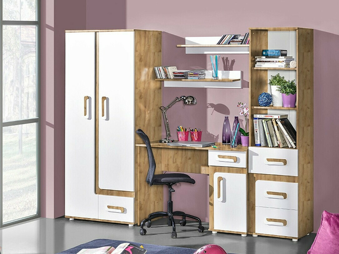 Стеллаж Levtala 105 (Светлый дуб + Белый)