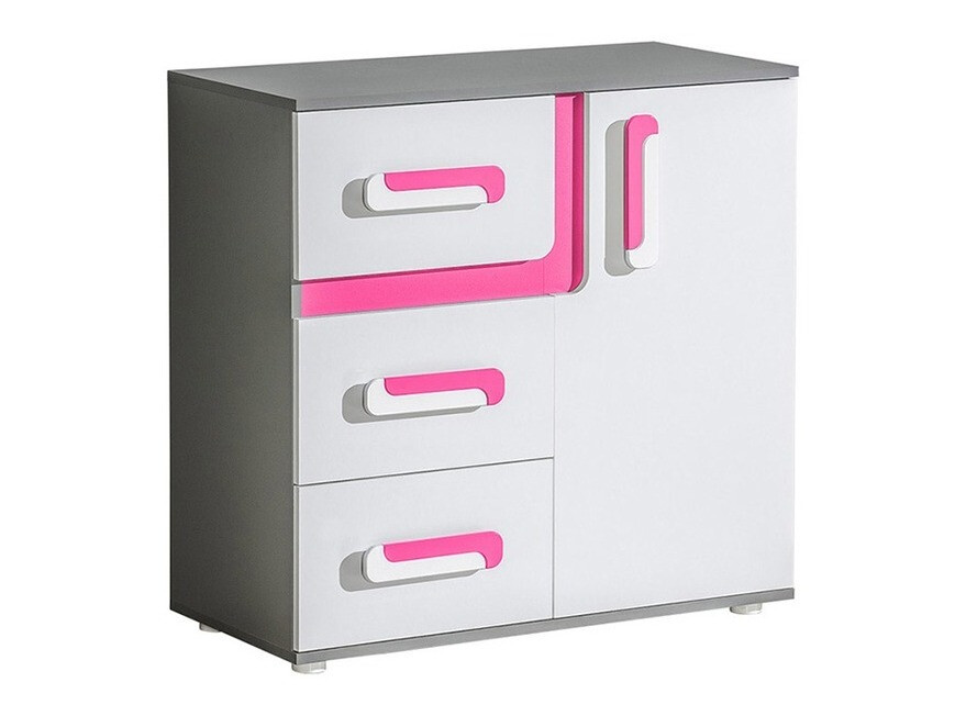 Kомод Levtala 108 (Антрацит + Белый + Розовый)