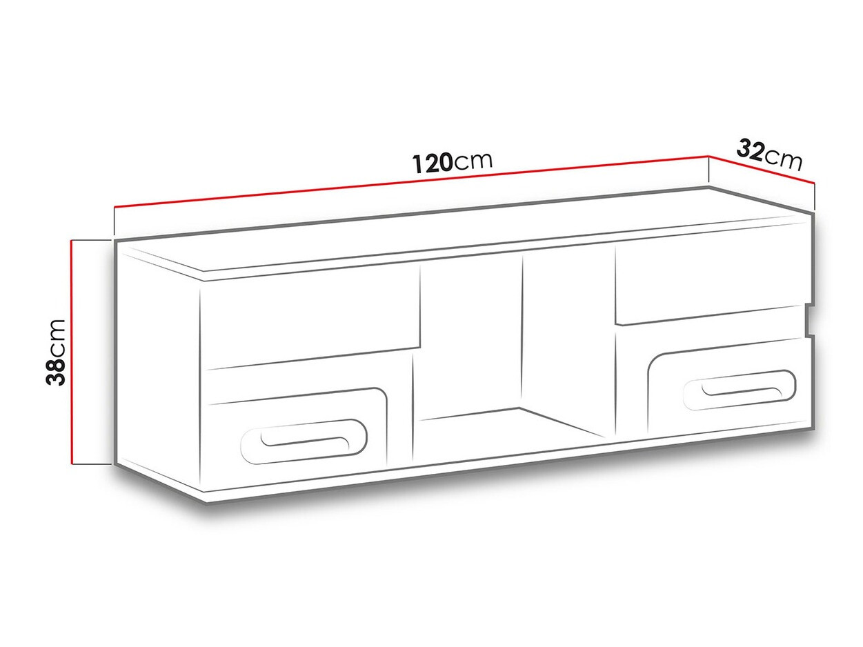 Настенная полка Levtala 110 (Антрацит + Белый + Бирюзовый)
