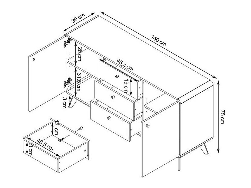 Kumode Elbtena 110 (Rieksts + Balts)