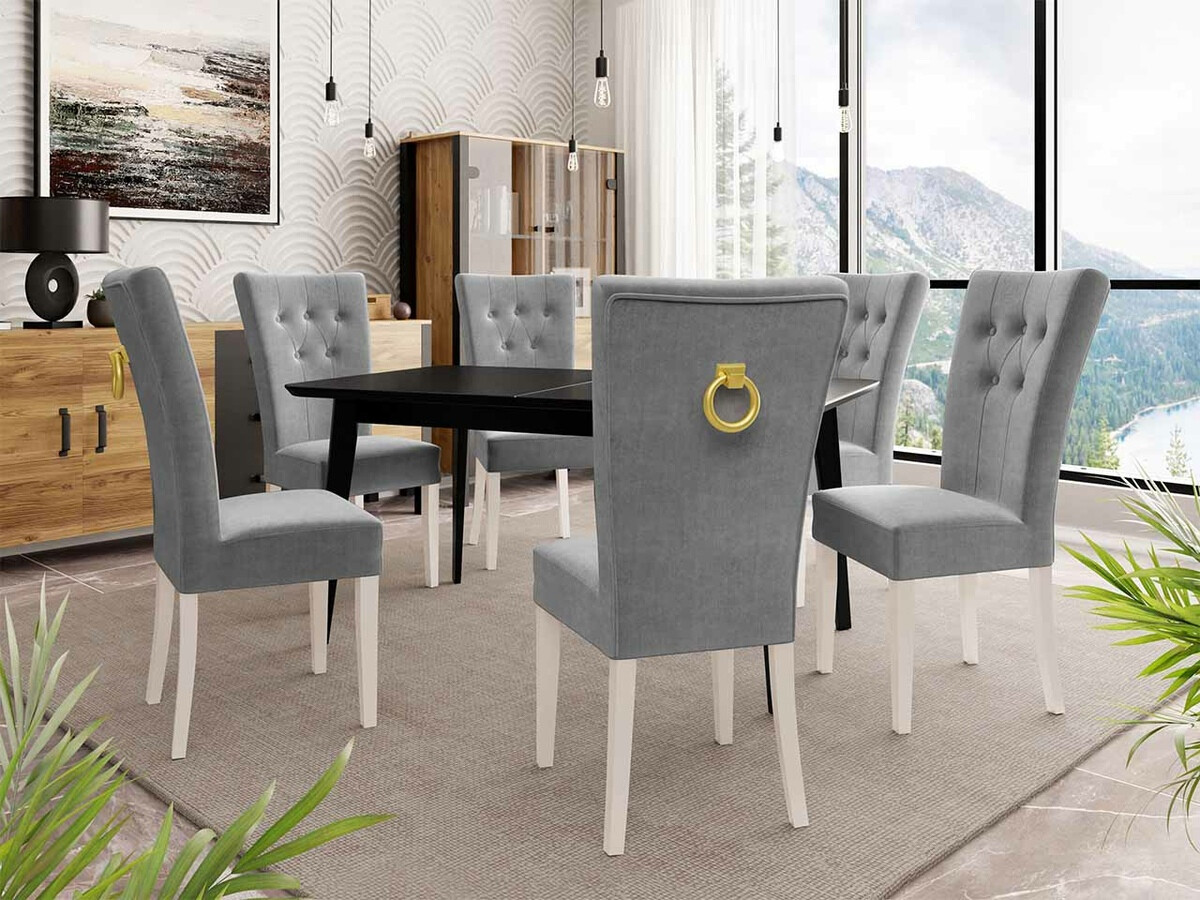 Ēdamistabas komplekts Racine 144 (Balts + Magic Velvet 2217)