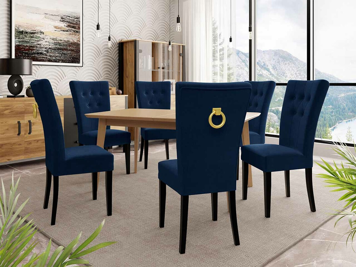 Ēdamistabas komplekts Racine 144 (Melns + Magic Velvet 2216)