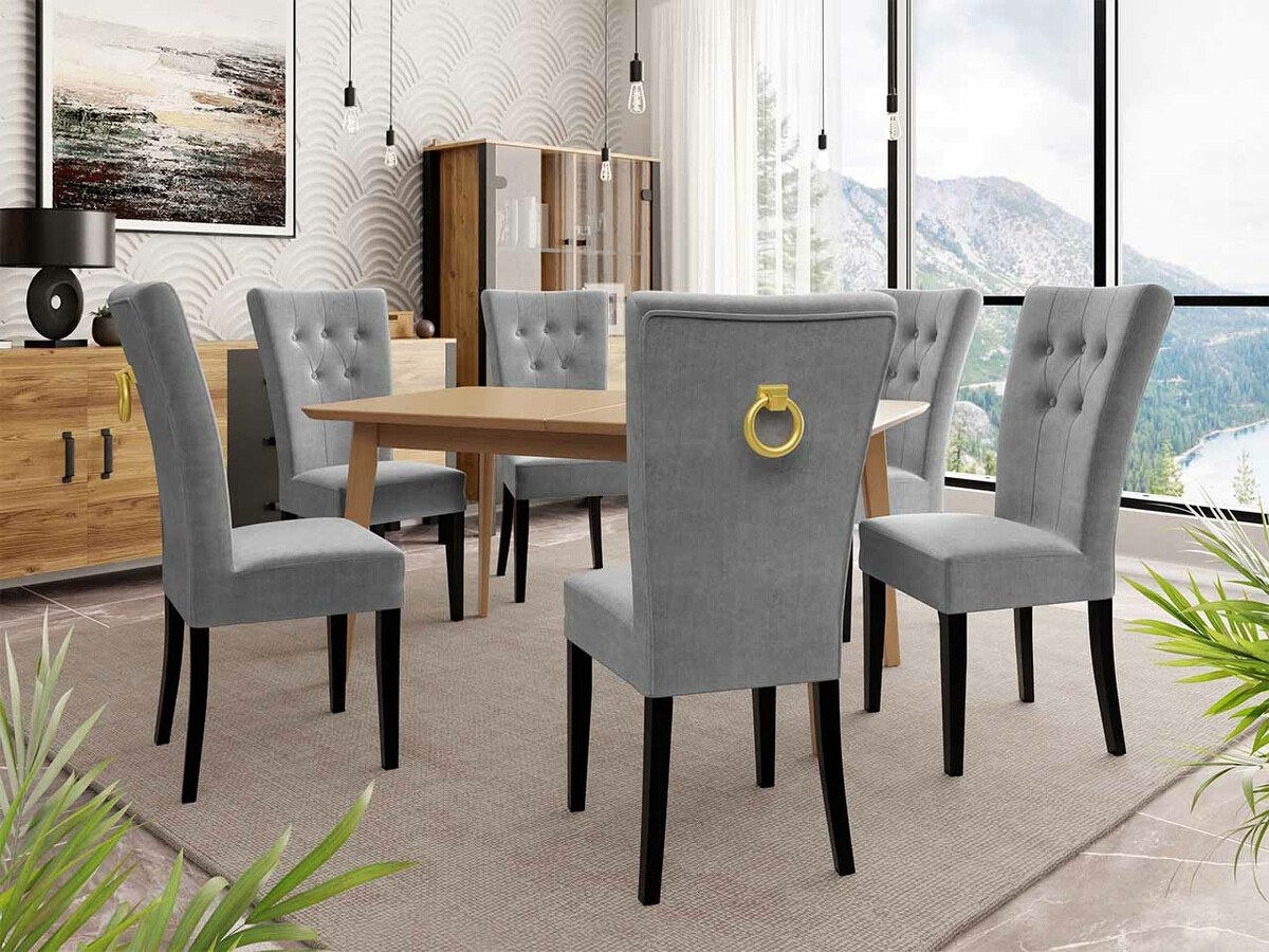 Ēdamistabas komplekts Racine 144 (Melns + Magic Velvet 2217)