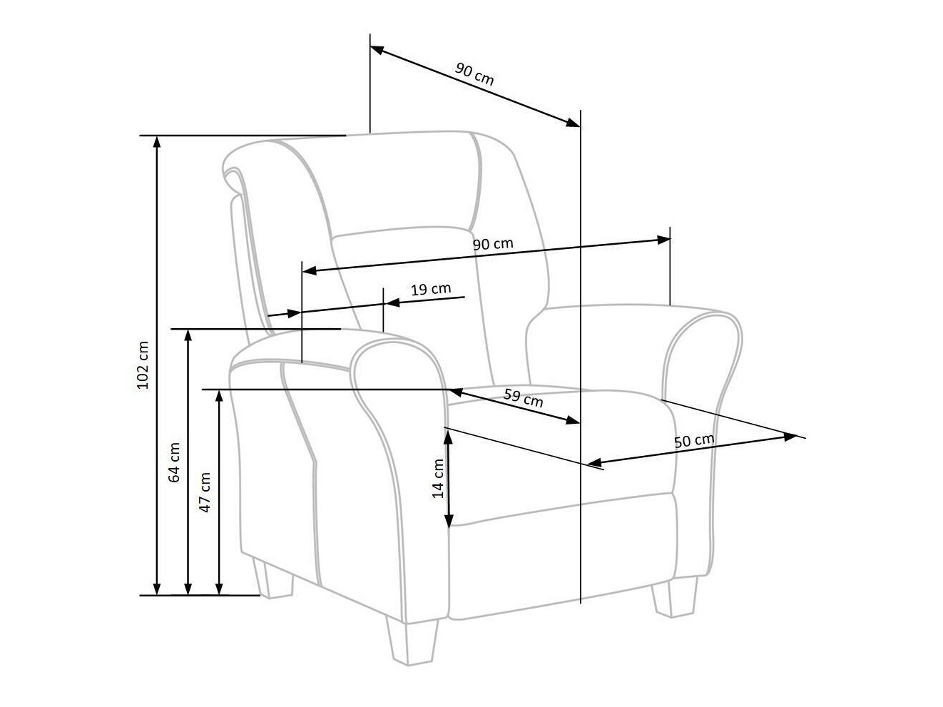 Кресло реглайнер Houston 848 (Синий + Бук)