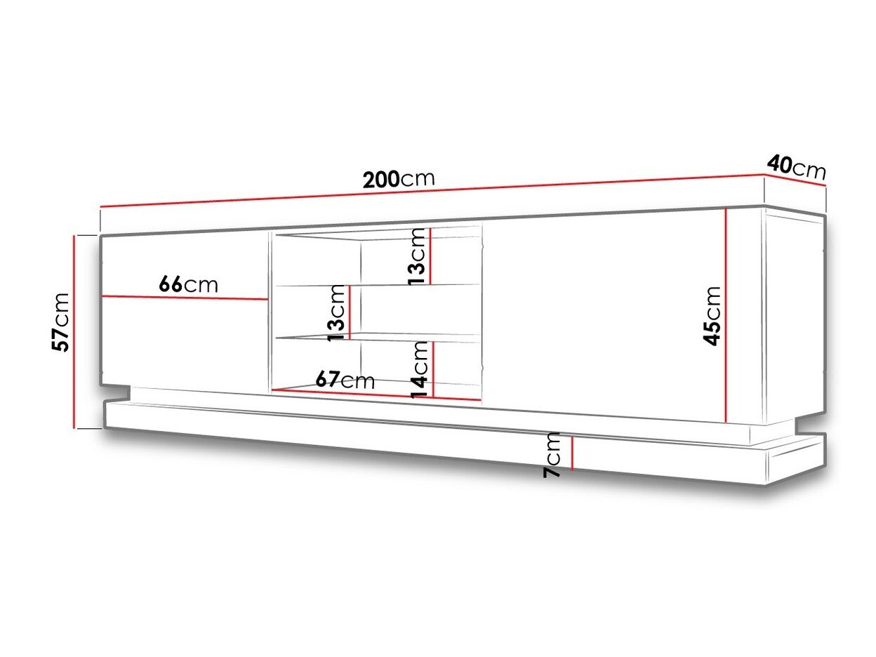 TV galds Charlotte 128 (Balts + Glancēts balts)