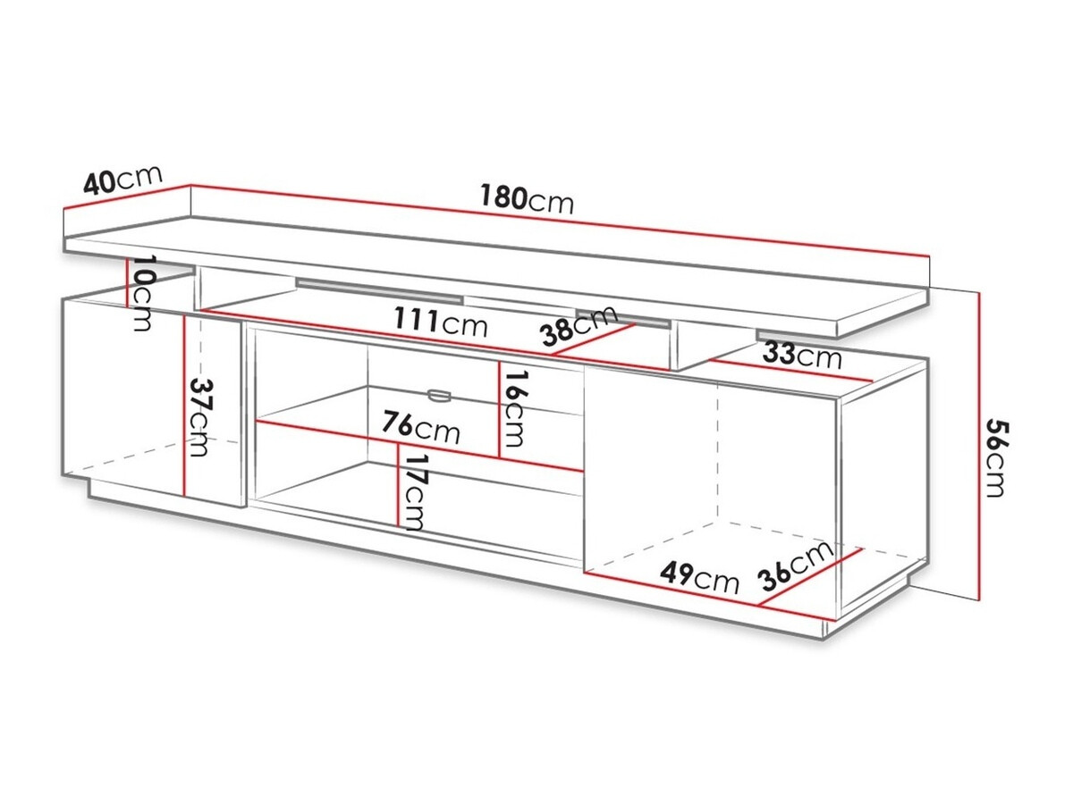 TV galds Charlotte 138 (Balts + Glancēts balts)