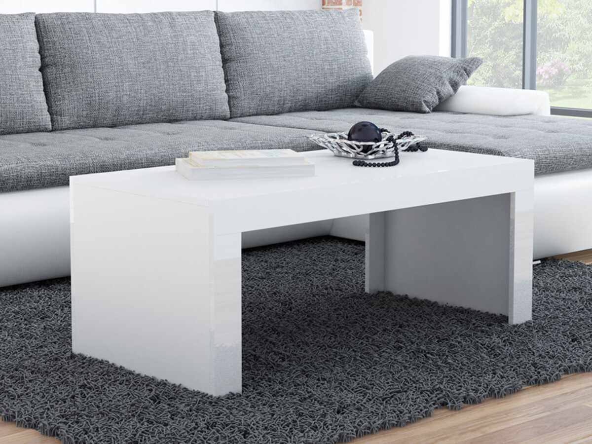 Žurnālu galdiņš Charlotte 107 (Balts + Glancēts balts)